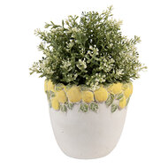 Clayre & Eef | Bloempot Binnen Wit Geel ø 16x15 cm | 6TE0572S