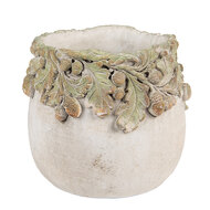 Clayre & Eef | Bloempot Binnen Beige Groen ø 15x13 cm | 6TE0573S