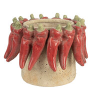 Clayre & Eef | Bloempot Binnen Beige Rood ø 17x13 cm | 6TE0579M