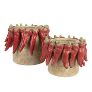 Clayre & Eef | Bloempot Binnen Beige Rood ø 17x13 cm | 6TE0579M