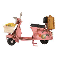 Clayre & Eef | Decoratie Miniatuur Scooter Roze Beige 12x6x8 cm | 6Y5879