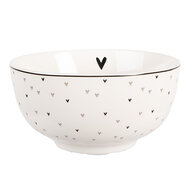 Clayre & Eef | Soepkom Wit Zwart ø 14x7 cm / 500 ml | BHSBO0002