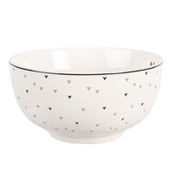 Clayre & Eef | Soepkom Wit Zwart ø 14x7 cm / 500 ml | BHSBO0002