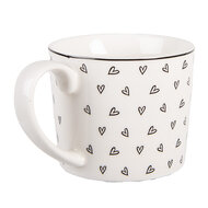 Clayre & Eef | Mok Wit Zwart 12x8x7 cm / 275 ml | BHSMU0005