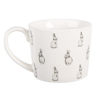 Clayre & Eef | Mok Wit Zwart 12x8x7 cm / 275 ml | BNSMU