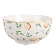 Clayre & Eef | Soepkom Wit Geel ø 14x7 cm / 500 ml | LELBO