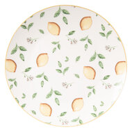 Clayre & Eef | Servies Ontbijtbord Wit Geel ø 20x2 cm | LELDP
