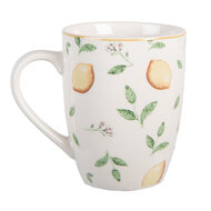 Clayre & Eef | Mok Wit Geel 12x8x10 cm / 350 ml | LELMU0001