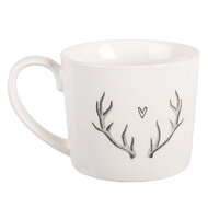 Clayre & Eef | Mok Wit Grijs 12x8x7 cm / 275 ml | NWVMU