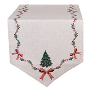 Clayre & Eef | Tafelloper Beige Groen Rood 50x160 cm | TCH65