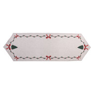 Clayre & Eef | Tafelloper Beige Groen Rood 50x160 cm | TCH65