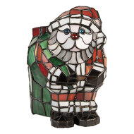 Clayre & Eef | Tiffany Tafellamp Kerstman Rood Wit 17x11x22 cm E14/max 1x25W | 5LL-9360