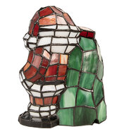Clayre & Eef | Tiffany Tafellamp Kerstman Rood Wit 17x11x22 cm E14/max 1x25W | 5LL-9360