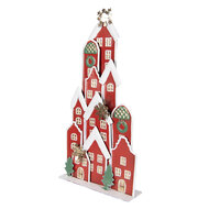 Clayre & Eef | Decoratie van huisjes Rood Wit 28x8x56 cm | 5Y1379