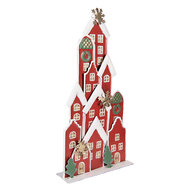 Clayre & Eef | Decoratie van huisjes Rood Wit 28x8x56 cm | 5Y1379