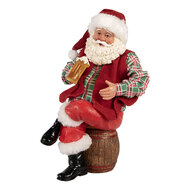 Clayre & Eef | Kerstdecoratie Kerstman Rood Groen 13x13x24 cm | 66231