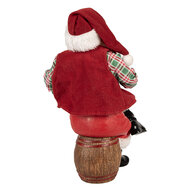 Clayre & Eef | Kerstdecoratie Kerstman Rood Groen 13x13x24 cm | 66231