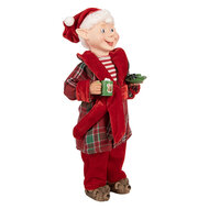 Clayre & Eef | Kerstdecoratie Elf Rood Groen 14x10x30 cm | 66237