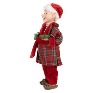 Clayre & Eef | Kerstdecoratie Elf Rood Groen 14x10x30 cm | 66237
