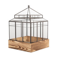 Clayre & Eef | Decoratie Kweekkasje Transparant Bruin 21x21x32 cm | 6GL5362