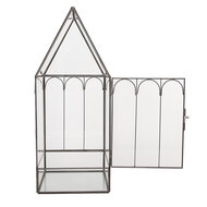 Clayre & Eef | Decoratie Kweekkasje Transparant Zwart 15x15x38 cm | 6GL5367