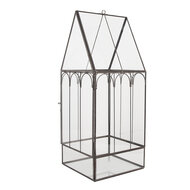 Clayre & Eef | Decoratie Kweekkasje Transparant Zwart 15x15x38 cm | 6GL5367