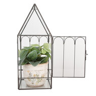 Clayre & Eef | Decoratie Kweekkasje Transparant Zwart 15x15x38 cm | 6GL5367