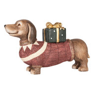 Clayre & Eef | Beeld Hond Bruin Rood 47x14x28 cm | 6MG0147