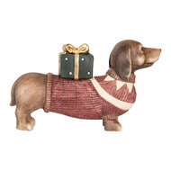 Clayre & Eef | Beeld Hond Bruin Rood 47x14x28 cm | 6MG0147