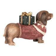 Clayre & Eef | Beeld Hond Bruin Rood 47x14x28 cm | 6MG0147