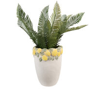 Clayre & Eef | Bloempot Binnen Wit Geel ø 17x23 cm | 6TE0570M