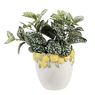 Clayre & Eef | Bloempot Binnen Wit Geel ø 20x19 cm | 6TE0572M
