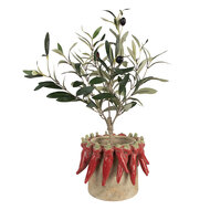 Clayre & Eef | Bloempot Binnen Beige Rood ø 21x17 cm | 6TE0579L