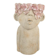 Clayre & Eef | Bloempot Binnen Beige Roze 20x19x31 cm | 6TE0584L