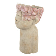 Clayre & Eef | Bloempot Binnen Beige Roze 20x19x31 cm | 6TE0584L