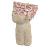 Clayre & Eef | Bloempot Binnen Beige Rood 16x15x25 cm | 6TE0584M