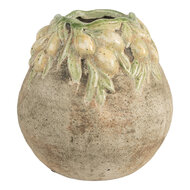 Clayre & Eef | Bloempot Binnen Beige Geel ø 18x18 cm | 6TE0585