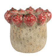 Clayre & Eef | Bloempot Binnen Beige Rood ø 19x16 cm | 6TE0588L