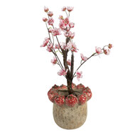 Clayre & Eef | Bloempot Binnen Beige Rood ø 19x16 cm | 6TE0588L