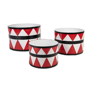 Clayre & Eef | Decoratie Trommel Wit Rood (set 3) ø 47x32 / ø39x28 / ø 31x22 cm | 6Y5732