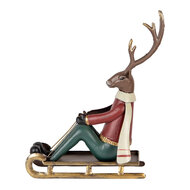 Clayre & Eef | Decoratie Hert Bruin Rood 27x10x31 cm | 6Y5834