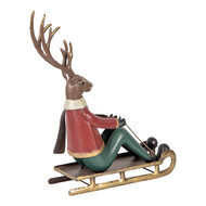 Clayre & Eef | Decoratie Hert Bruin Rood 27x10x31 cm | 6Y5834