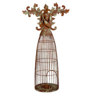 Clayre & Eef | Decoratie Engel / Waxinelichthouder Bruin Groen 29x17x58 cm | 6Y5836