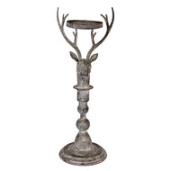 Clayre & Eef | Kandelaar Hert Grijs 17x14x42 cm | 6Y5838