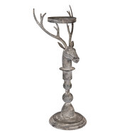 Clayre & Eef | Kandelaar Hert Grijs 17x14x42 cm | 6Y5838