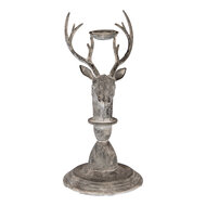 Clayre & Eef | Kandelaar Hert Grijs 17x14x30 cm | 6Y5839