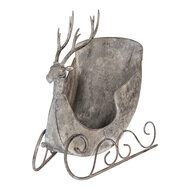 Clayre & Eef | Kerstdecoratie Slee Grijs 44x34x47 cm | 6Y5840