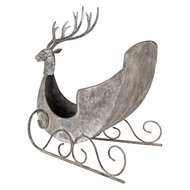 Clayre & Eef | Kerstdecoratie Slee Grijs 44x34x47 cm | 6Y5840