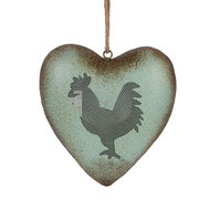 Clayre & Eef | Decoratie hanger Hart Groen Bruin 23x7x23 cm | 6Y5848