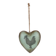 Clayre & Eef | Decoratie hanger Hart Groen Bruin 23x7x23 cm | 6Y5848